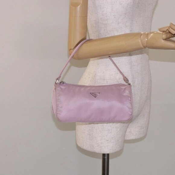 PRADA Accessory Pouch Nylon Pink Silver Auth - Picture 1 of 16